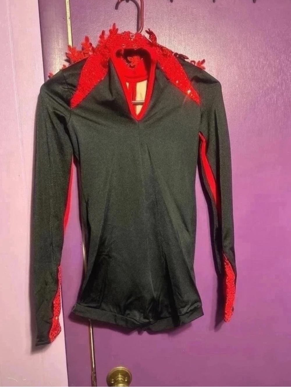 Weissman Black and Red Girls' Dance Costume Top